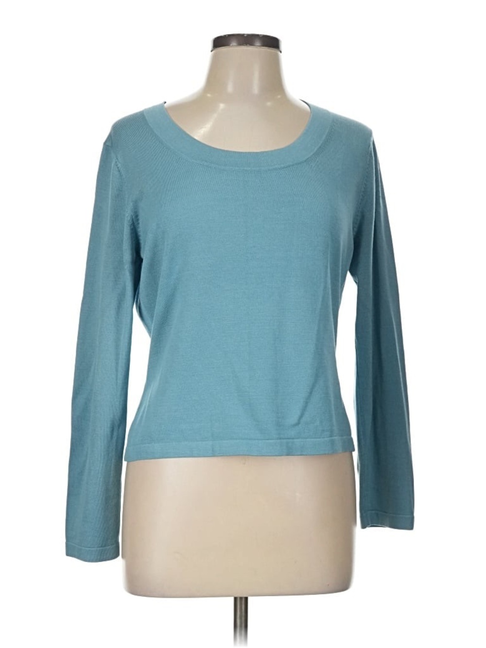 Talbots Silk Light Teal Long Sleeve Scoop Neck Top